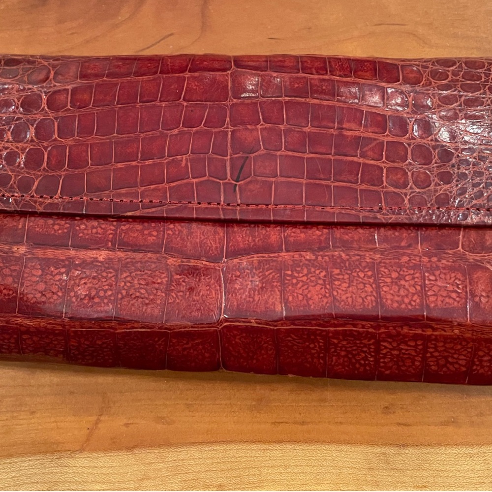ANGELA ALVAREZ ‘Patricia’ Luxury Vintage Real Croc Clutch. Very Rare! VGUC. 🔥 - Picture 14 of 16